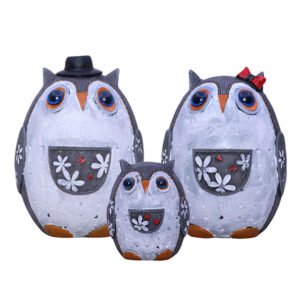 Handcrafted Owl Figurine Set – Decorative Showpiece With Three Different Sizes (Large: 15cm H x 11cm L x 10cm D, Medium: 14cm H x 10cm L x 9cm D, Small: 8cm H x 6cm L x 6cm D) - Image 3