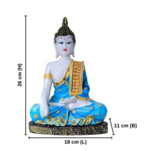 Hand Down Buddha Showpiece for Home Decor (Blue) Marble - 10.5 Inch - Image 3