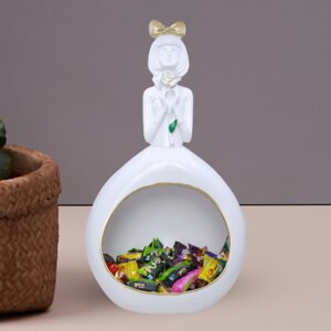13.5-Inch Elegant Girl Figurine with Hollow Storage Base