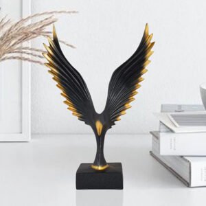 Black & Gold Eagle Wings Sculpture – Majestic Resin Figurine for Home & Office Decore (L-22cm,B-6cm,H-31cm) - Image 1