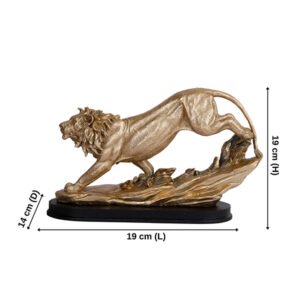 Lion Showpiece for Home Decor (Golden) Polyresin – 7 Inch - Image 3