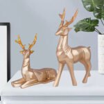 Golden Deer Couple Showpiece – 8 Inch Elegant Resin Decor