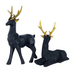 Deer Couple Showpiece – 8 Inch Black & Gold Decor - Image 2