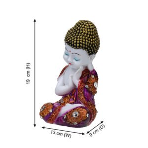 Baby Monk Buddha  Showpiece for Home Decor (Purple) Marble – 8 Inch - Image 3