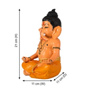 Meditating Ganesha Idol Showpiece for Home Decor (Cream & Orange) Marble - 8 Inch - Image 3