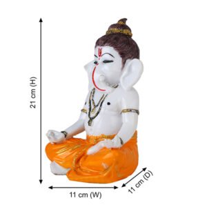 Meditating Ganesha Idol Showpiece for Home Decor (Orange) Marble - 8 Inch