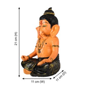 Meditating Ganesha Idol Showpiece for Home Decor (Cream & Black) Polyresin - 8 Inch - Image 3