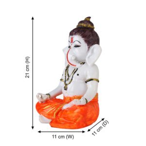 Meditating Ganesha Idol Showpiece for Home Decor (Orange) Marble - 8 Inch - Image 3