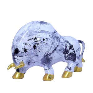 Bull Showpiece for Home Decor (Marble Texture) Marble - 7 Inch - Image 2