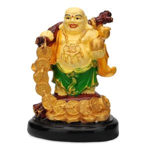Laughing Buddha Showpiece for Home Decor (Multicolor) Polyresin - 7.5 Inch