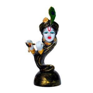 Flute Krishna Idol Showpiece for Home Decor (Black) Marble – 7 Inch - Image 2