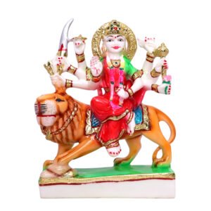 Goddess Maa Durga Idol Showpiece for Home Decor (Red) Marble – 7 Inch - Image 2