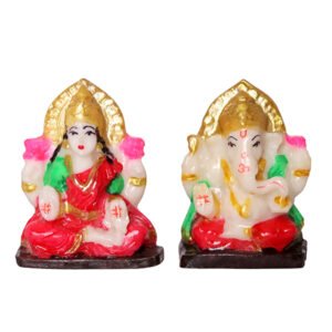 Laxmi-Ganesh Idol Showpiece for Home Decor, Set of 2 (Multicolor) Marble – 2.5 Inch - Image 2