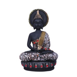 Lord Buddha Idol Showpiece for Home Decor (Black & White) Polyresin – 10.5 Inch - Image 2