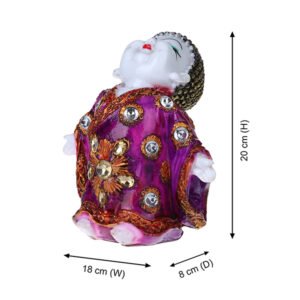 Baby Monk Buddha Showpiece for Home Decor (Pink & White) Marble – 7 Inch - Image 3