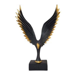 Black & Gold Eagle Wings Sculpture – Majestic Resin Figurine for Home & Office Decore (L-22cm,B-6cm,H-31cm) - Image 2