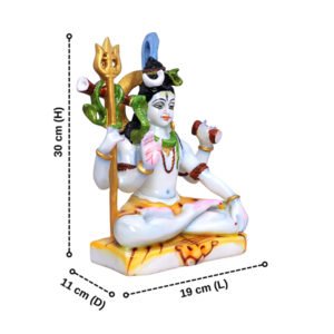 Lord Shiva Idol Showpiece for Home Decor (Blue) Marble – 12 Inch - Image 3