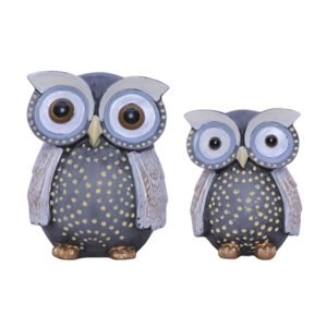 Handcrafted Owl Figurine Set – Decorative Showpiece With Two Different Sizes (Large: 13cm H x 9cm L x 9cm D, Small: 10cm H x 7cm L x 7cm D) - Image 3