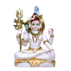 Lord Shiva Idol Showpiece for Home Decor (White) Marble – 12 Inch - Image 2