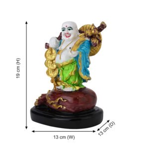 Laughing Buddha Showpiece for Home Decor (Multicolor) Marble - 7.5 Inch