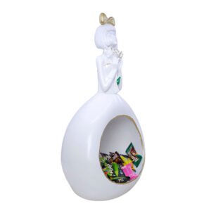 13.5-Inch Elegant Girl Figurine with Hollow Storage Base