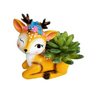 Deer Flower Pot Showpiece for Home Decor (Yellow) Polyresin – 4 Inch - Image 2