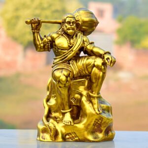 Bahubali Hanuman Idol Showpiece for Home Decor (Golden) Polyresin – 5 Inch - Image 1