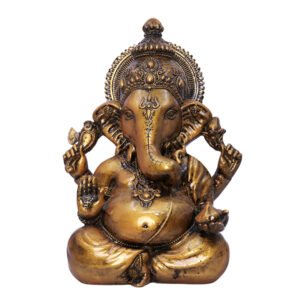 Lord Ganesha Idol Showpiece for Home Decor (Antique Gold) Polyresin - 9 Inch - Image 2