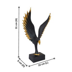 Black & Gold Eagle Wings Sculpture – Majestic Resin Figurine for Home & Office Decore (L-22cm,B-6cm,H-31cm) - Image 3