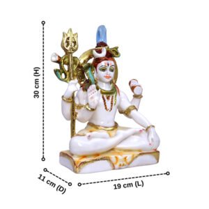 Lord Shiva Idol Showpiece for Home Decor (White) Marble – 12 Inch - Image 3