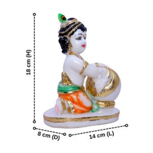 Makhan Chor Idol Showpiece for Home Decor (Golden Foil) Marble – 7 Inch - Image 3