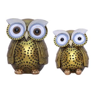 Handcrafted Owl Figurine Set – Decorative Showpiece With Two Different Sizes (Large: 13cm H x 9cm L x 9cm D, Small: 10cm H x 7cm L x 7cm D) - Image 3