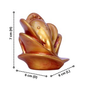 Rose Ganesha Showpiece Especially for Car Dashboard (Red & Golden) Polyresin - 3 Inch - Image 3