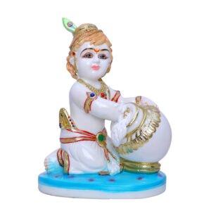 Makhan Chor Idol Showpiece for Home Decor (Golden Foil) Marble – 7 Inch - Image 2