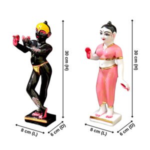 Jugal Jodi Radha-Krishna Idol Showpiece for Home Decor (Black & Pink) Marble – 12 Inch - Image 3
