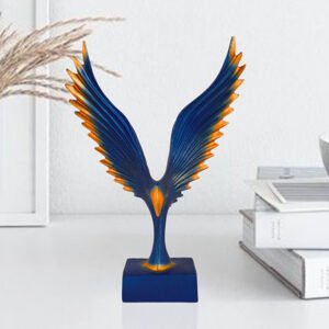 Blue & Gold Eagle Wings Sculpture – Majestic Resin Figurine for Home & Office Decore (L-22cm,B-6cm,H-31cm) - Image 1