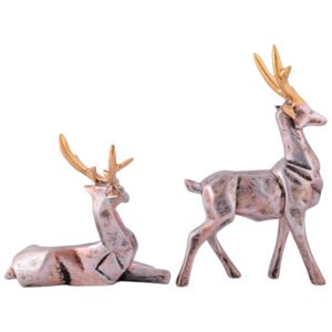 Silver Antique Deer Couple – 8 Inch Elegant Resin Showpiece - Image 2