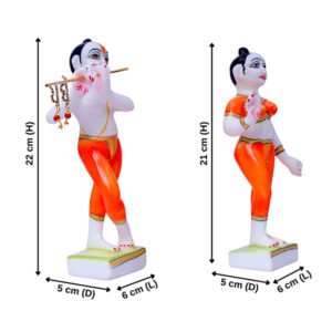 Jugal Jodi Radha & Krishna Idol Showpiece for Home Decor (Orange) Marble - 9 Inch - Image 3
