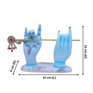 Flute Krishna Hand Showpiece for Home Decor (Sky Blue) Marble – 5.5 Inch - Image 3