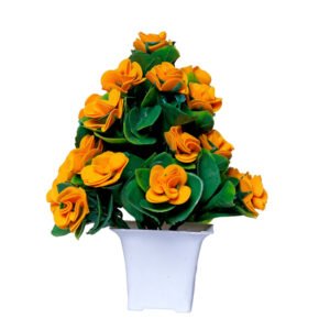 Yellow Rose Artificial Plant Showpiece for Home Decor (Plastic) – 8 Inch - Image 2