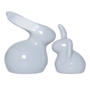 Rabbit Showpiece Set of 2 for Home Decor (Grey) Polyresin – 5.5 Inch - Image 2