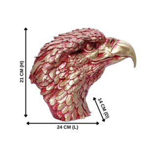 Eagle Face Showpiece for Home Decor (Red & Golden) Polyresin – 8.5 Inch - Image 3