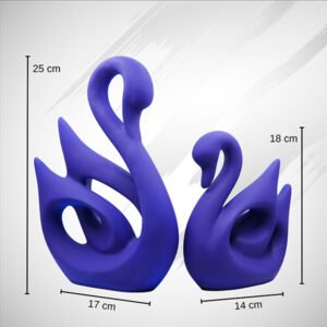 Lucky Swan Couple Showpiece for Home Decor (Nevy Blue) Polyresin – 10 Inch - Image 3