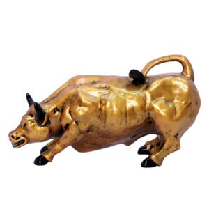Antique Bull Showpiece for Home Decor (Antique Gold) Polyresin - 4 Inch - Image 2