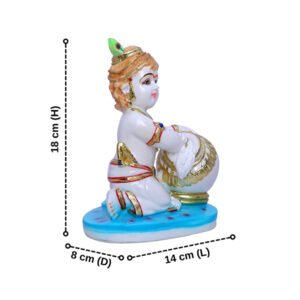 Makhan Chor Idol Showpiece for Home Decor (Golden Foil) Marble – 7 Inch - Image 3