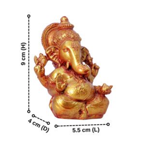 Lord Ganesha Idol Showpiece Especially for Car Dashboard (Golden) Polyresin - 3 Inch - Image 3