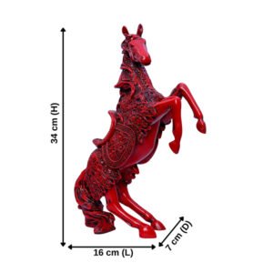 Antique Big Horse Showpiece for Home Decor (Red) Polyresin – 14 Inch - Image 2