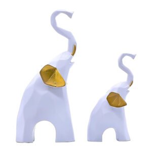 Elephant Showpiece for Home Decor, Set of 2 (White) Polyresin – 7.5 Inch - Image 2