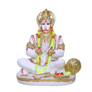 Lord Hanuman Idol Showpiece for Home Decor (Golden Foil) Marble – 7 Inch