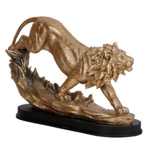 Lion Showpiece for Home Decor (Golden) Polyresin – 7 Inch - Image 2